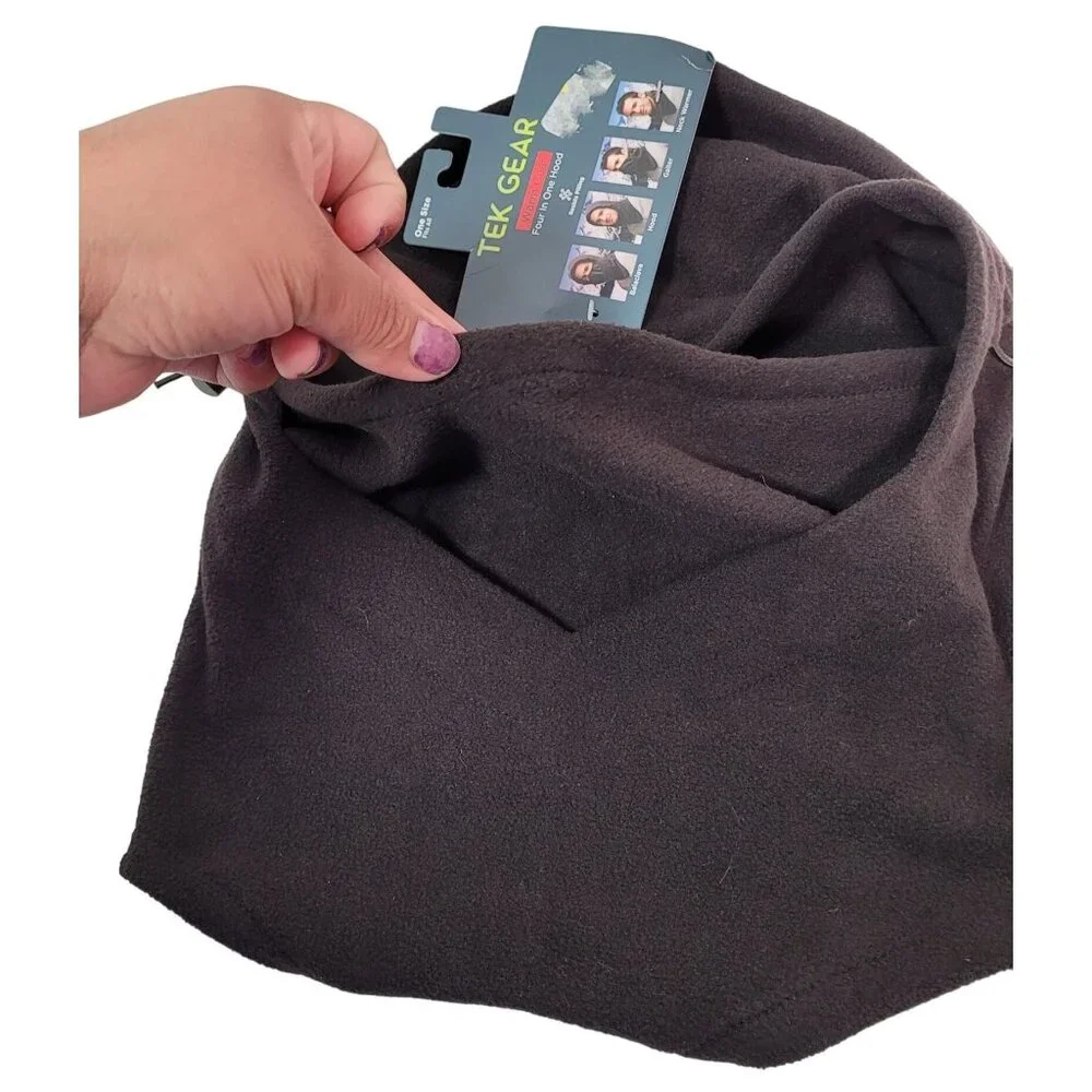 Tek Gear Men's 4-In-1 Hood, Neck Warmer Gaiter Hood One Size Black